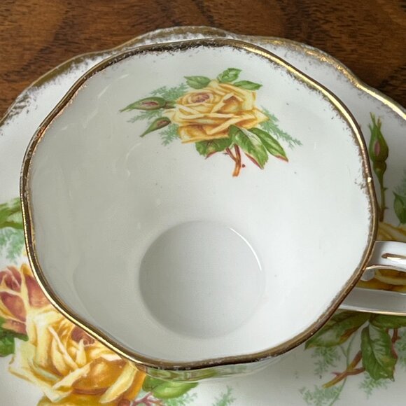 Royal Albert England Bone China Cup & Saucer Yellow Tea Rose Reg.№ 839056 1940s - Picture 10 of 15